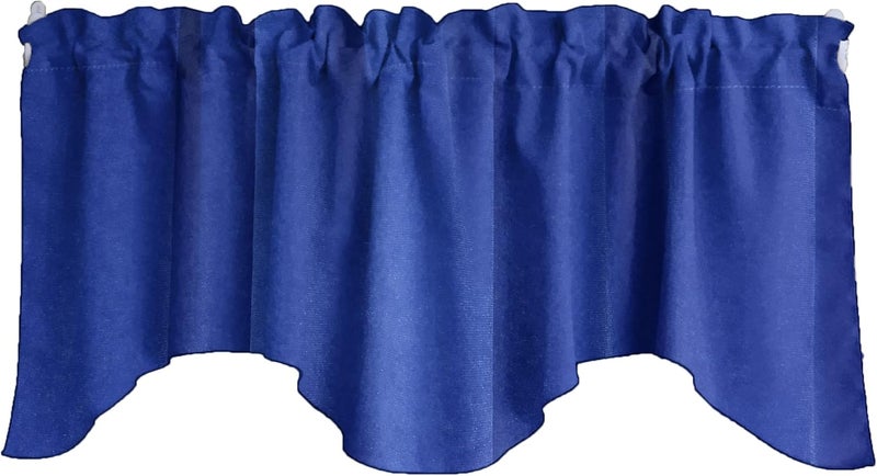 Solid Stretch Velvet Scalloped Wave Window Valance Home Décor Bedroom Nursery Kitchen Window (Royal Blue)